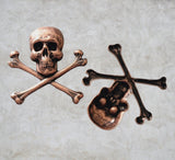 Oxidized Copper Skull And Crossbone Stampings x 2 - 4124COFFA