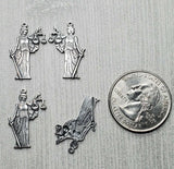 Small Brass Lady Justice Charms x 4 - 07120RGB.