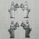 Small Brass Lady Justice Charms x 4 - 07120RGB.