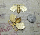 Large Brass Bee Stamping With Flat Wings - 112RAT.