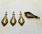 Brass Ornate Fancy Charms x 4 - 1172S.