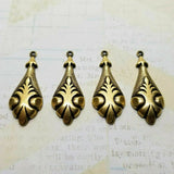 Brass Ornate Fancy Charms x 4 - 1172S.