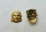 Brass Indian Chief Head Stampings x 2 - 14013FFA.