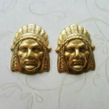 Brass Indian Chief Head Stampings x 2 - 14013FFA.