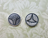 Brass Caduceus Medical Findings x 2 - 1922S.