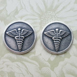 Brass Caduceus Medical Findings x 2 - 1922S.