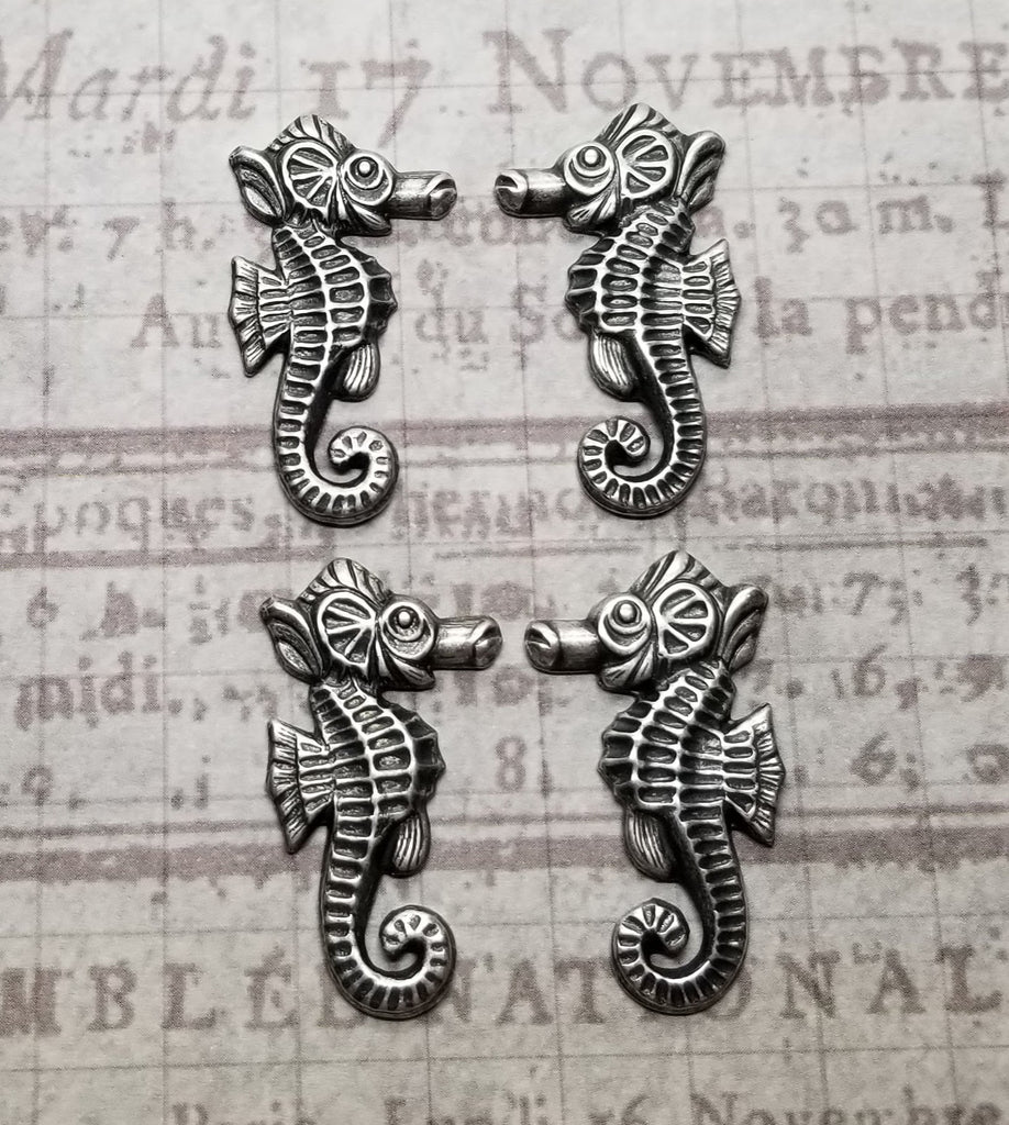 Small Oxidized Silver Seahorse Stampings (4) - SOS5001-SOS5003