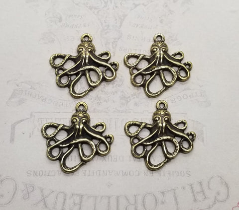 Small Antique Bronze Octopus Charms (4) - L1026