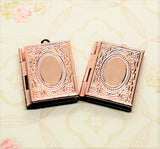 Shiny Rose Gold Book Lockets (2) - PRGG081