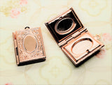 Shiny Rose Gold Book Lockets (2) - PRGG081