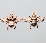 Small Shiny Rose Gold Bee Charms With Ring (2) - PRGRAT6592WR