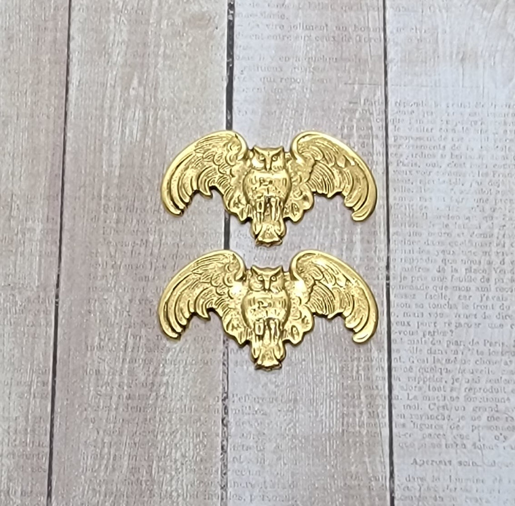 Matte Gold Ox Owl Stampings Without Hole (2) - GOFF2749 Jewelry Finding