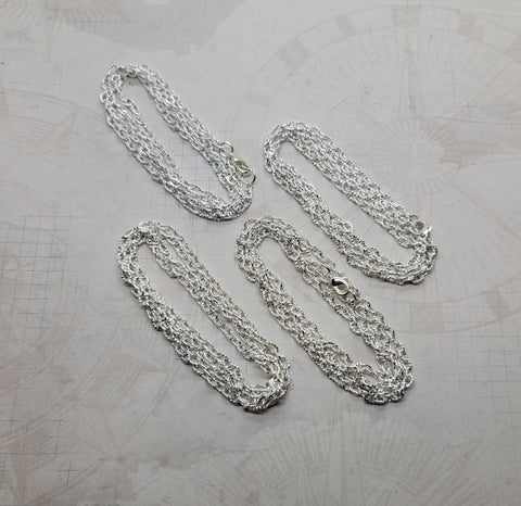 24-Inch Bright Silver Textured Oval Cable Link Chains (4) - L1344