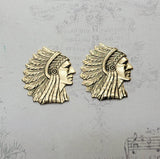 Medium Indian Chief Head Stampings - No Ring (2) - 02081GB