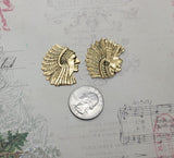 Medium Indian Chief Head Stampings - No Ring (2) - 02081GB