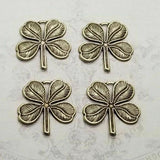 Small Brass 4 Leaf Clover Charms x 4 - 2124WRRAT.