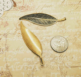 Large Brass Leaf Findings x 2 - 2449S.