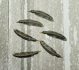 X-small Brass Feather Stampings x 6 - 263RAT.