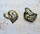 Large Brass Dog Head Stampings x 2 - 3386FFA.