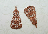 Large Brass Filigree Charms x 2 - 3412-3FF.