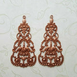 Large Brass Filigree Charms x 2 - 3412-3FF.