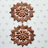 Brass Floral Wreath Filigree Stampings x 2 - 3684RAT.