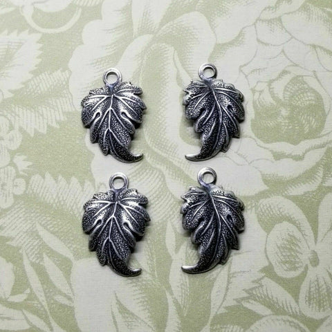 Small Brass Leaf Charms x 4 - 3787RAT-3788RAT.