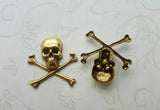 Brass Skull And Crossbone Stampings x 2 - 4124FFA.
