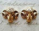 Small Brass Ram Head Findings x 2 - 4217S.