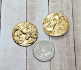 Large Brass Lion And Snake Stampings x 2 - 437-1S.