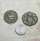 Brass Ornate Pheasant Bird Stampings x 2 - 4690RAT.