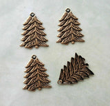 Small Brass Double Pine Tree Charms x 4 - 4778RAT.