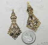 Large Brass Ornate Filigree Charms x 2 - 5783S.