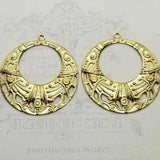 Large Brass Ornate Filigree Charms x 2 - 5897S.
