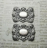 Brass Rectangle Filigree Stampings x 2 - 614RAT.