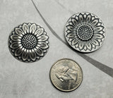 Large Brass Sunflower Medallion Stampings x 2 - 6450SG.
