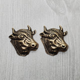 Brass Cow Steer Stampings x 2 - 6555RAT.
