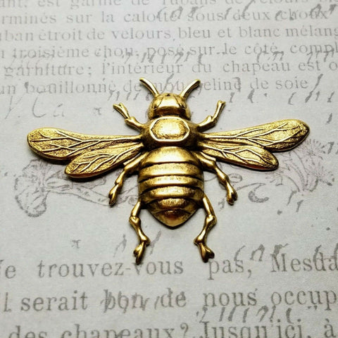 Large Brass Bee Stamping x 1 - 6591RAT.