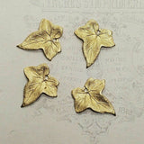 Small Brass Ivy Leaf Stampings With Hole x 4 - 6669HRAT.