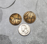 Brass Eastern Hemisphere Globe Findings x 2 - 6762NRGB.
