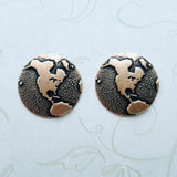 Small Brass Western Hemisphere Globe Findings x 2 - 6894SG.