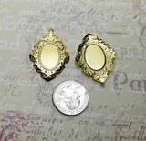 Brass Victorian 18mm x 13mm Settings Charms x 2 - 9395S.