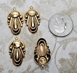 Matte Gold Ox Art Deco Charms (4) - GOS8585