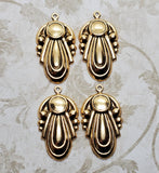Matte Gold Ox Art Deco Charms (4) - GOS8585