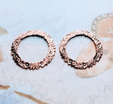 Shiny Rose Gold Floral Wreath Stampings (2) - PRGRAT139