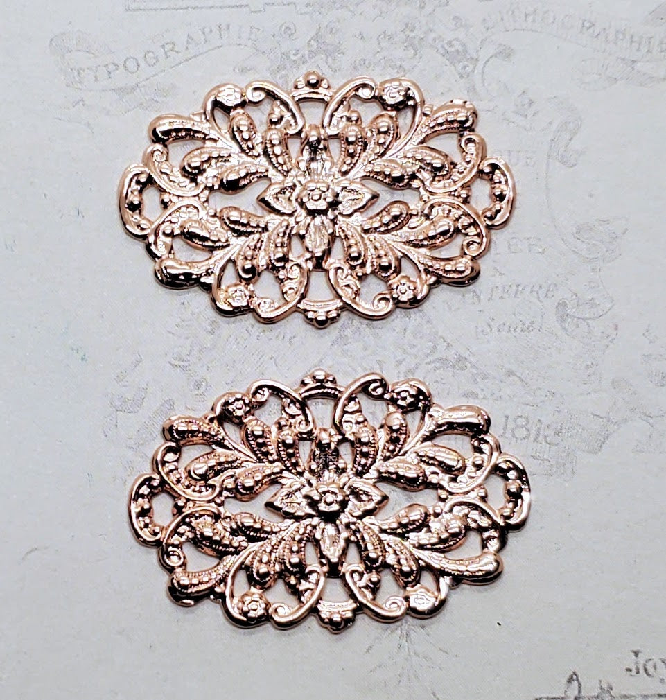 Shiny Rose Gold Victorian Filigree (2) - PRGRAT3038