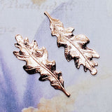 Small Shiny Rose Gold Oak Leaf Stampings (2) - PRGS2989