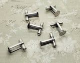 Oxidized Silver Cufflink Blanks With 10mm Glue Pad (6) - SOL1035