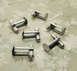 Oxidized Silver Cufflink Blanks With 10mm Glue Pad (6) - SOL1035
