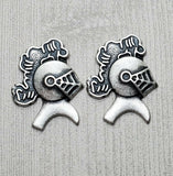 Small Oxidized Silver Knight Head Stampings (2) - SOSG8628